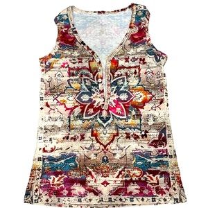 Women's Summer Racerback Mandala Tank Top Retro Boho size Medium